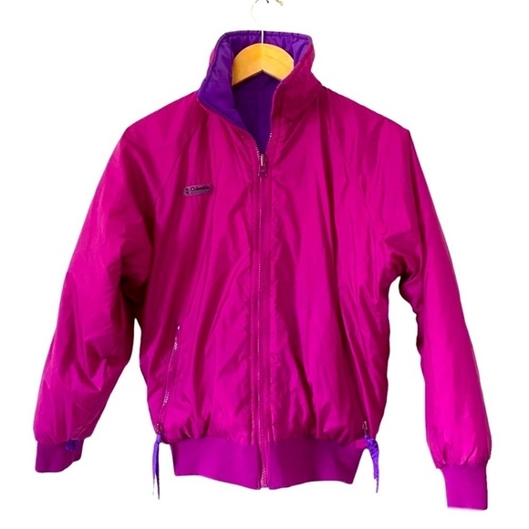 Vintage Columbia Reversible Jacket Retro Pink Purple Ski Coat Liner Womens Small - Picture 1 of 11